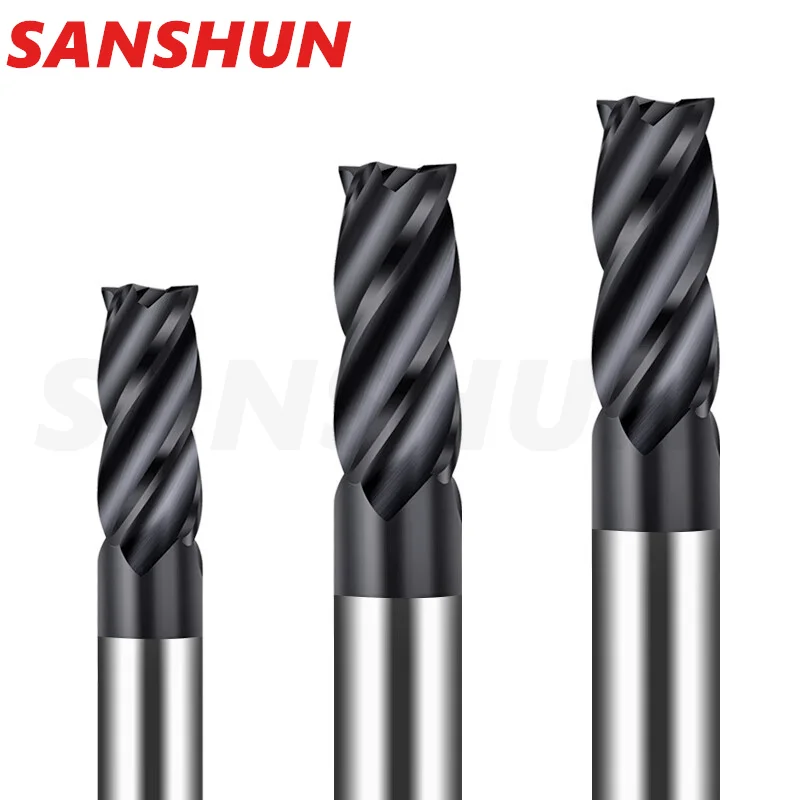 HRC50 Tungsten Steel Carbide lengthening Milling Cutter 4-Flute Nano-Coating Flat Bottom Endmills CNC Mechanical Endmill Tools