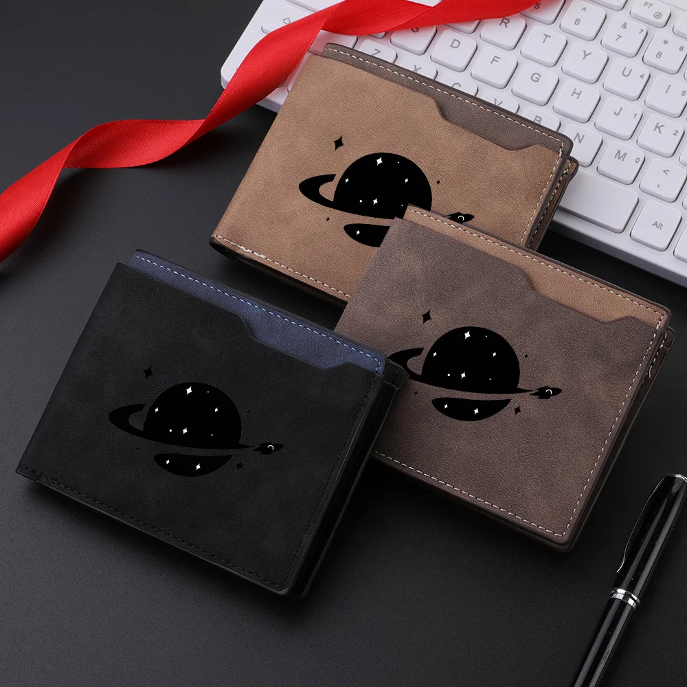 Men's Short PU Leather Wallet Thin Foldable High Quality Multi-Slot for ID Cards And Credit Cards Holder
