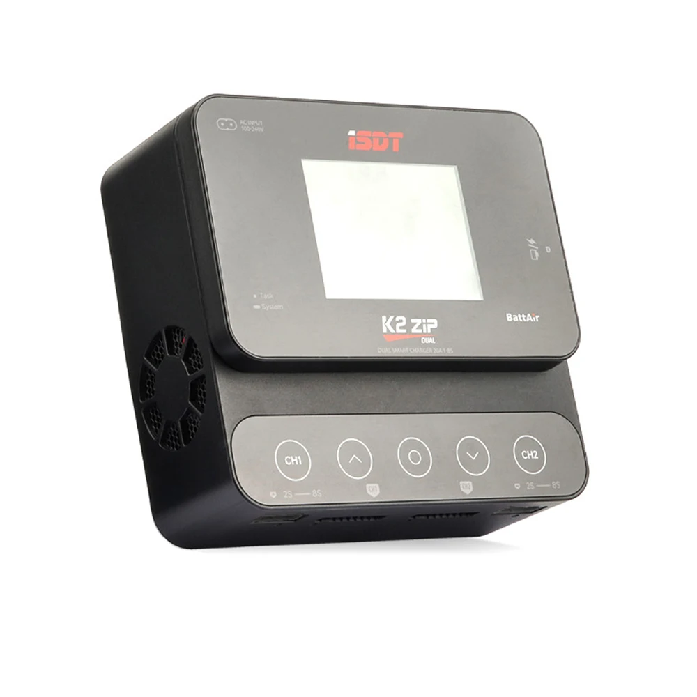 ISDT K2 Zip Dual 8S Max AC/DC Dual Mode Smart Charger AC200W/DC500Wx2 2.8'' IPS LCD Display