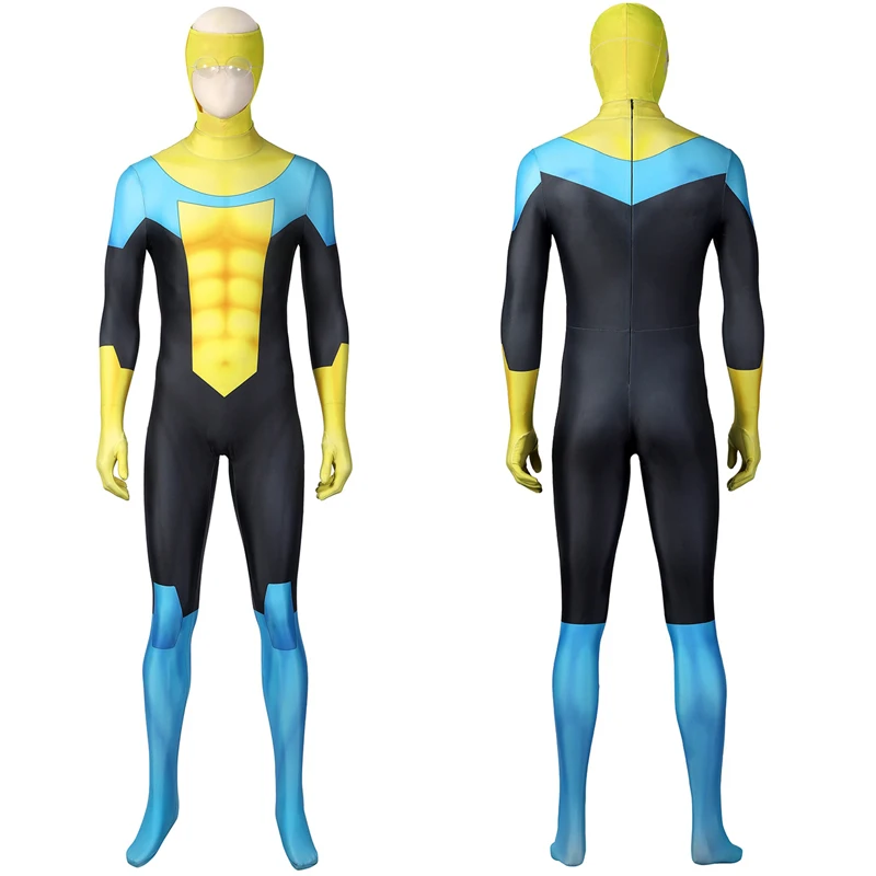 Animation hero Cartoon Invincible Cosplay Costume Superhero Mark Grayson Bodysuit Halloween Masquerade Cool Print Zentai