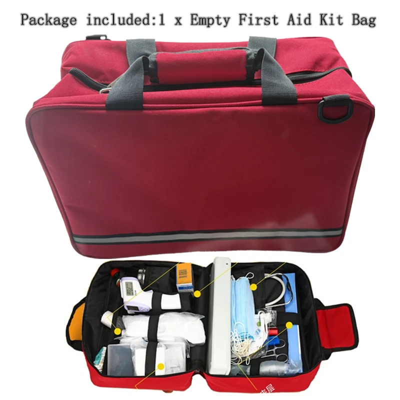 

Large Size Empty First Aid Bag - Portable Shoulder Medical Emergency Survival Kit for Camping Travel 3 Colors Available
