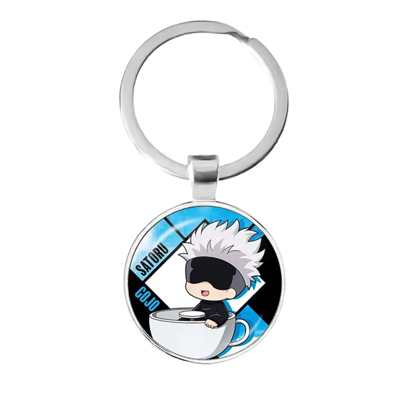 Keychain Woman Jujutsu Kaisen Key Chain Men Glass Dome Pendant Keyring Unisex Elegant Key Holder Gojo Satoru Anime Jewelry