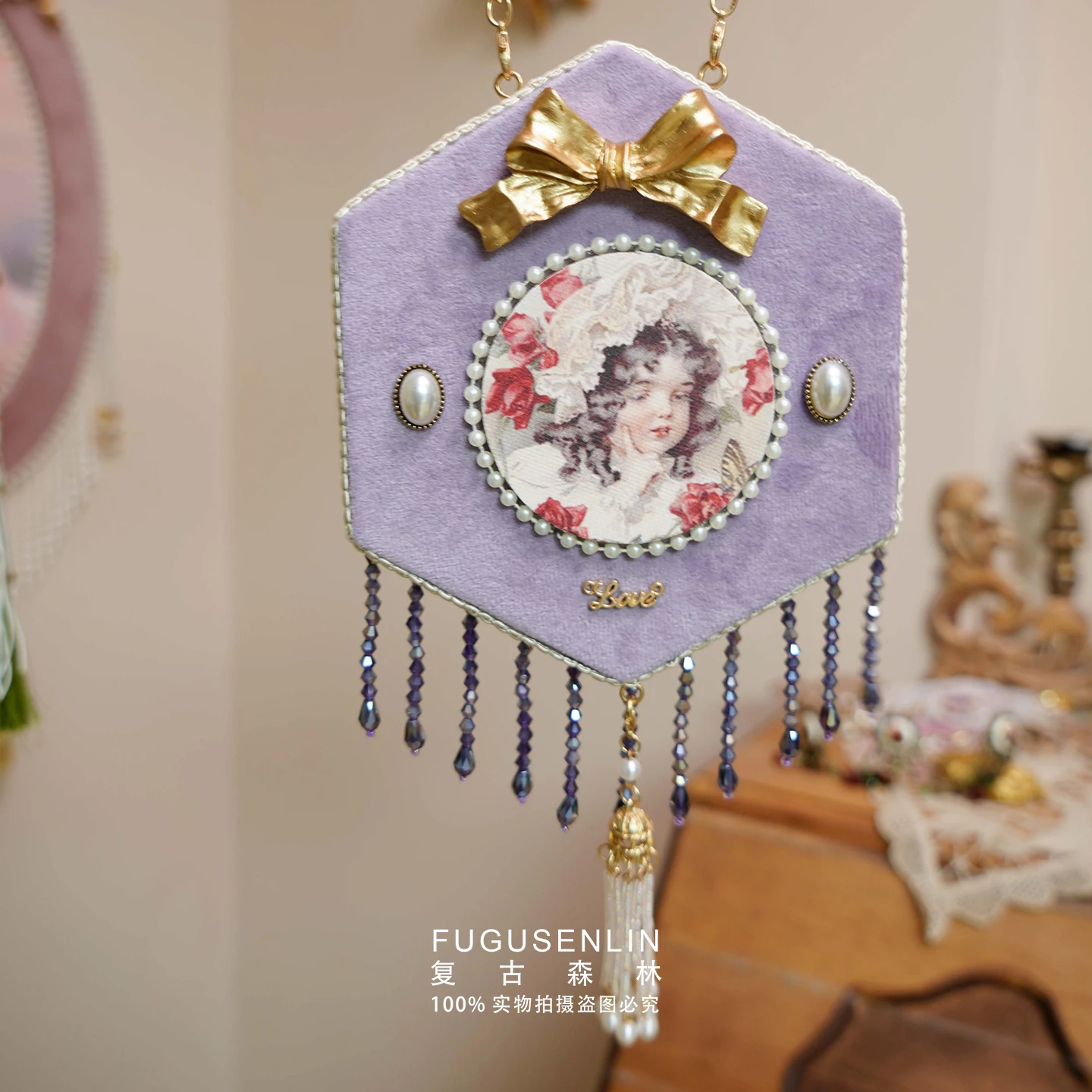 Retro Forest Handcrafted Rococo Court Purple Velvet Relief Photo Frame Wall-mounted Decorative European-style Home Decor Crafts