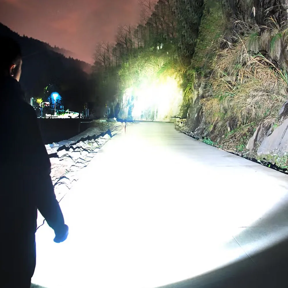 High power rechargeable LED flashlight strong light Long-range ultra bright emergency light outdoor tactical torch work light