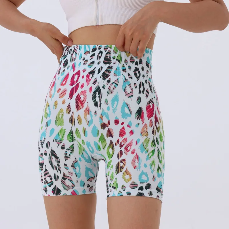 New Colorful Leopard Print Yoga Shorts Women Summer Fitness Shorts Naked Tight Sports Shorts Y2k Short Beach Pants Clothing 2025