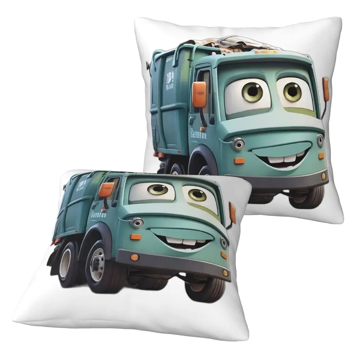 

Подушка-наволочка для детей с изображением мусоровоза, 2 шт., квадратная, декоративная, для дома и дивана