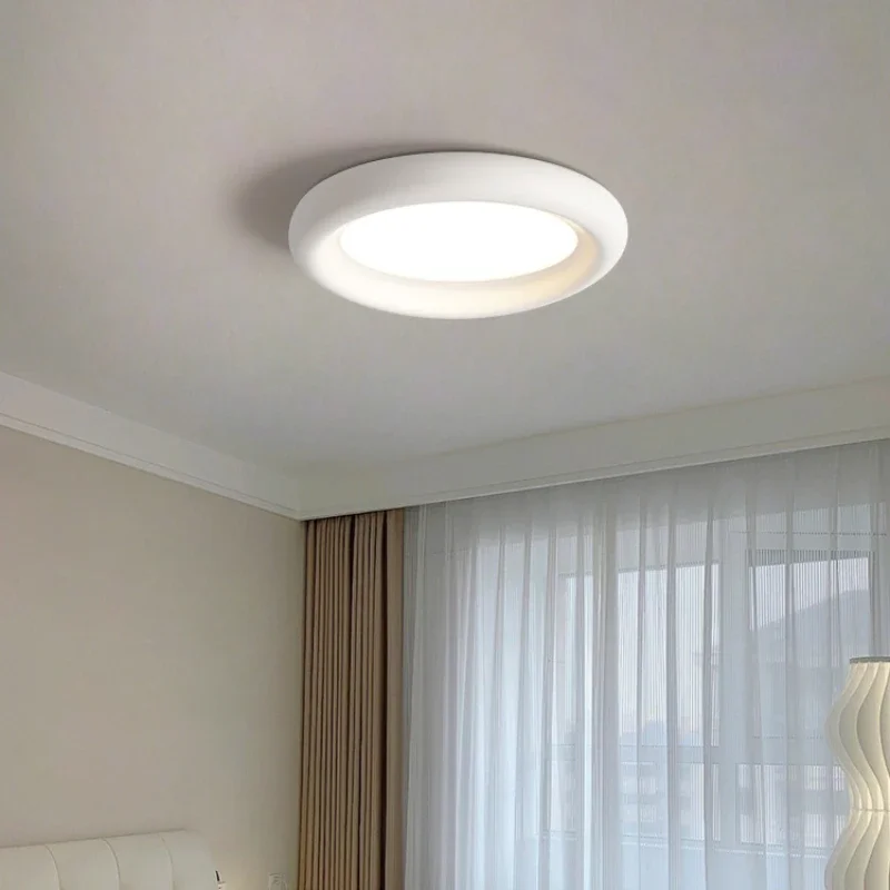 Bedroom light Nordic cream wind round room light Full spectrum eye protection Master bedroom study light Resin ceiling