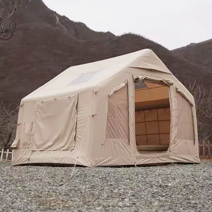 4-Season luxury air canvas large inflatable camping outdoor waterproof tent