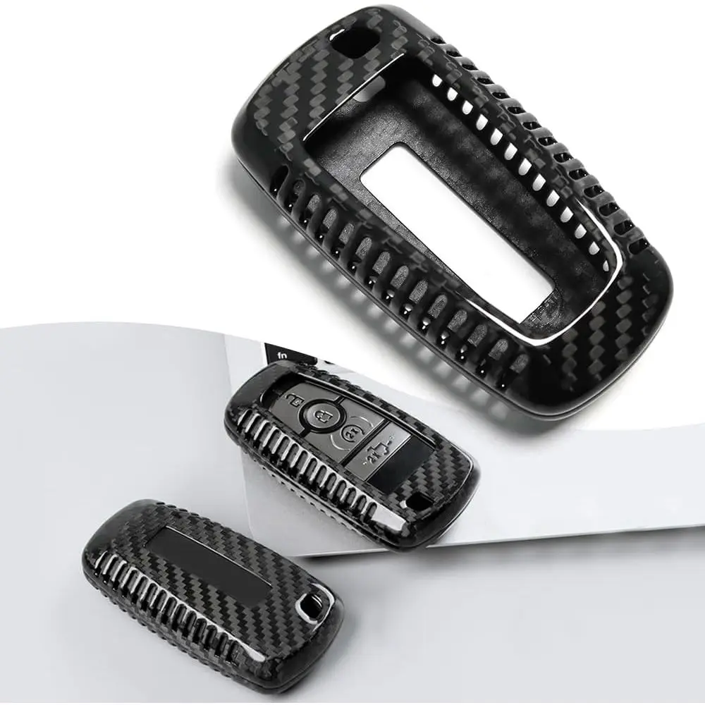 

Real Carbon iber Remote Smart Key ob Shell Cover Protector or ord -150 Raptor Bronco 2018 2019 2020 2021 2022 2023 2024 (Black w