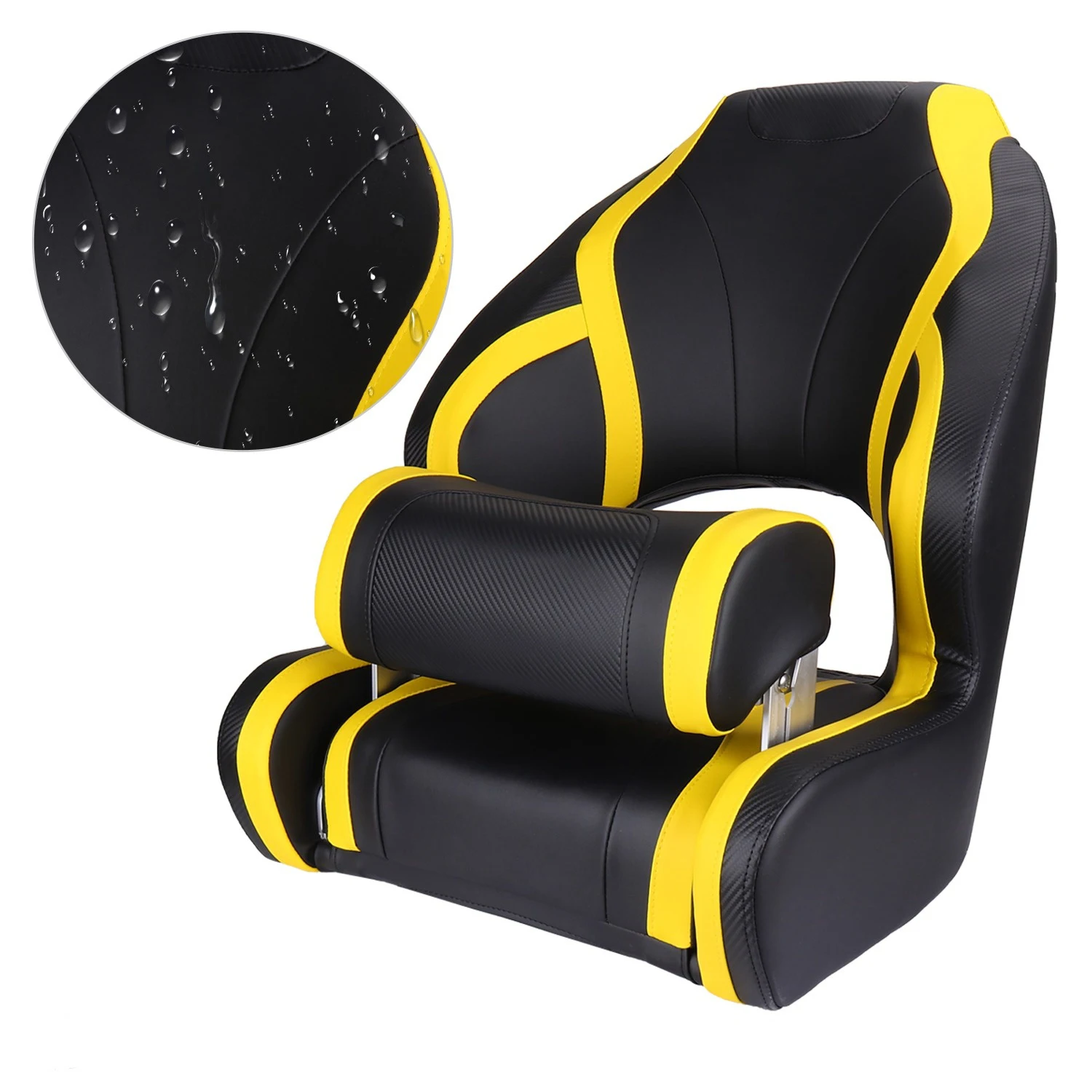 105° Adjustable Backrest High Back Captain Bucket Seat Vinyl PU Leather Marine Boat Chair With Mounting Screws For Yacht Pontoon