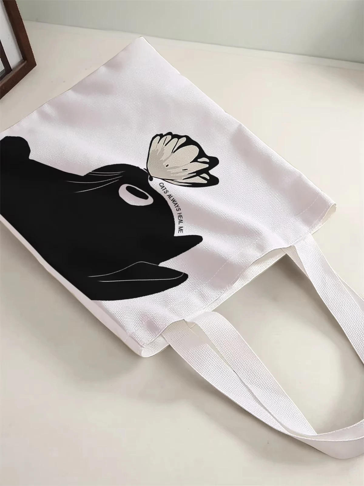 

shopper bag Cartoon cat pattern casual handbag, reusable fashionable backpack, multifunctional handbag, canvas shopping bag
