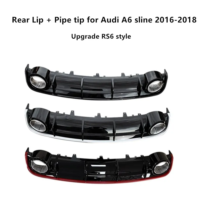 Car Bumper Lip Diffuser Exhaust For Audi A6 C7 Sline 2016 2017 2018 Upgrade Audi RS6 Style Rear Diffuse Pipe Tip