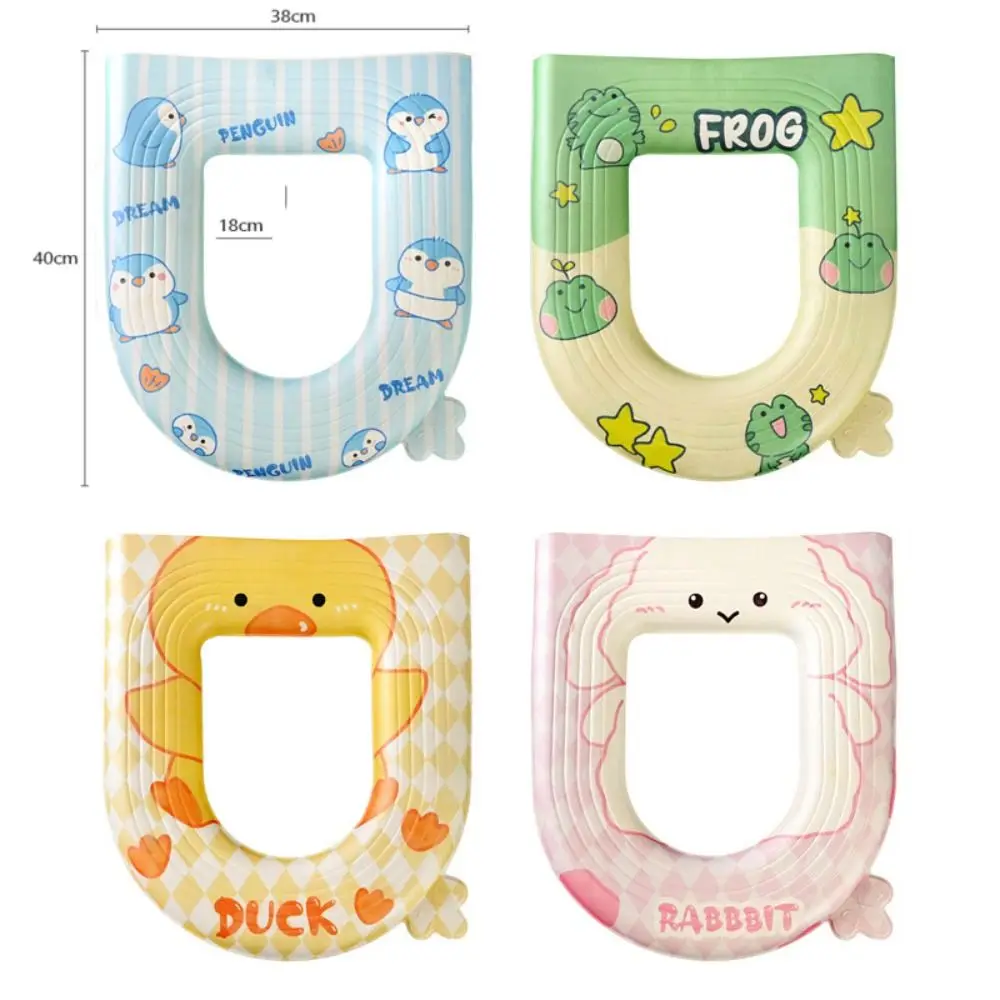 Cartoon With Handle EVA Toilet Seat Cover Reusable Universal Toilet Seat Cushion Adhesive Waterproof Closestool Mat Bathroom