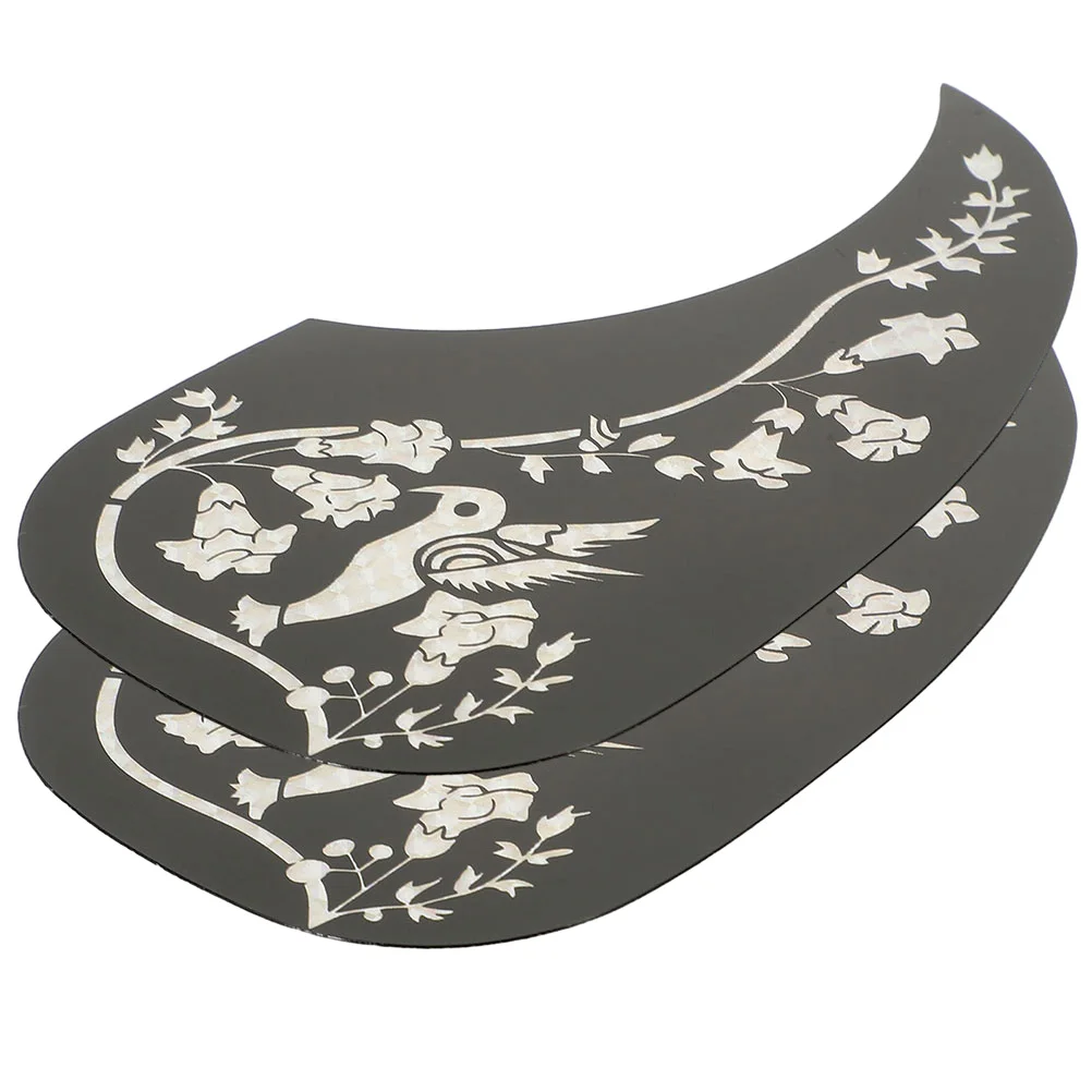 

2pcs Guitar Pickguard Acoustic Decorative Protector Plates 40-41 Inch Black Silver Bird Design Scratch Proof Easy Install Wooden