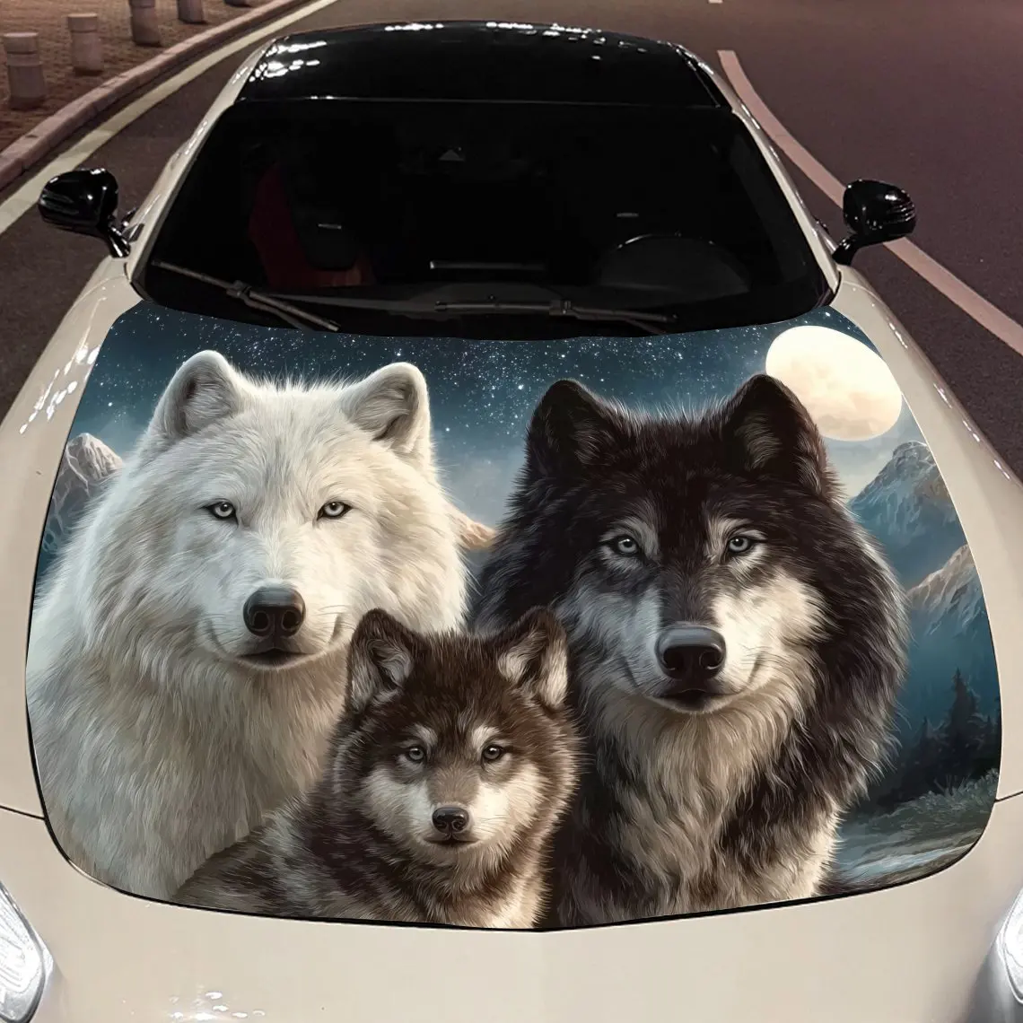 

Three wolves Car hood packaging sticker, PVC material, self adhesive waterproof, anti slip paint, car exterior decoration access