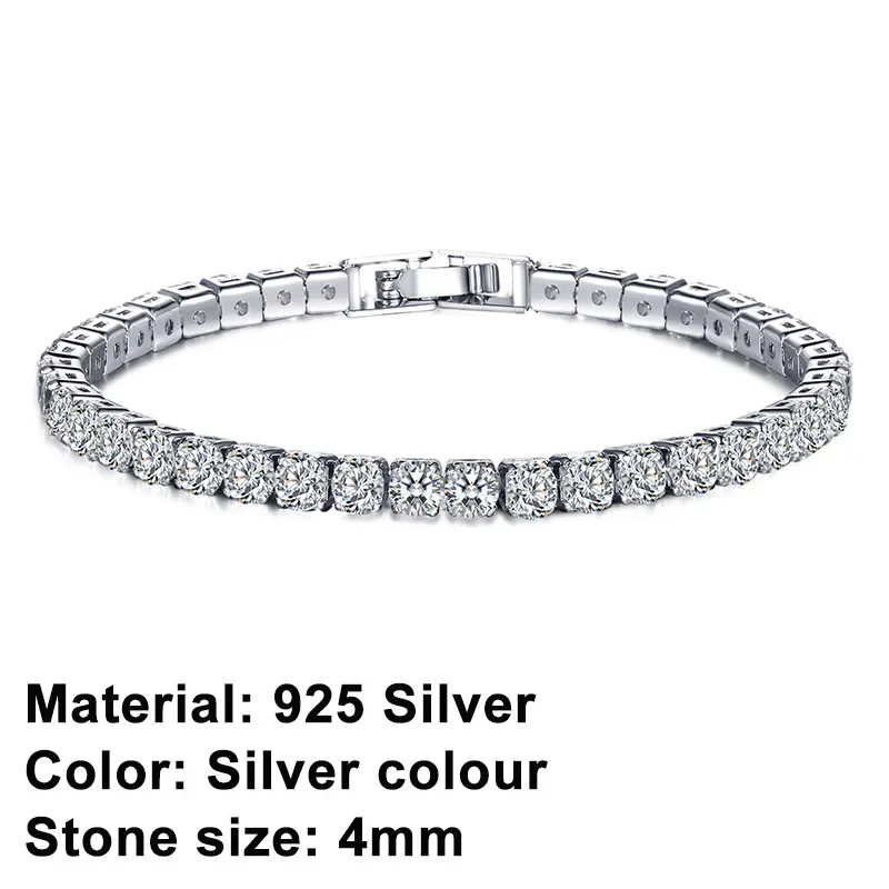 925 Sterling Silber Roségold Tennis-Armband Funkelnde Kristall-Zirkonia Hip-Hop Luxus Damenschmuck Überraschungsgeschenk