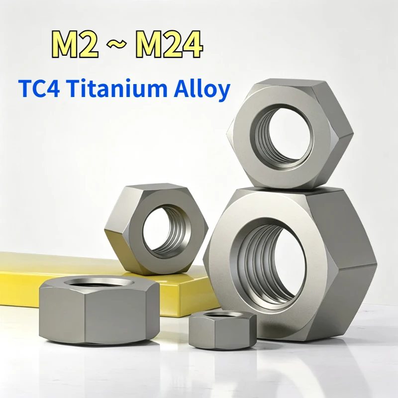 1/2pcs M2 M2.5 M3 M4 M5 M6 M8 M10 M12 M16 M20 M24 TC4 Titanium Alloy Hex Nut Hexagon Nuts