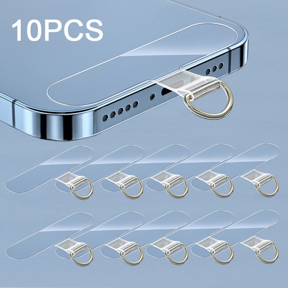 Universal Tpu Mobile Phone Anti-lost Lanyard Card Gasket Nylon Detachable Phone Hanging Cord Strap Patch Tether Pad 10pcs