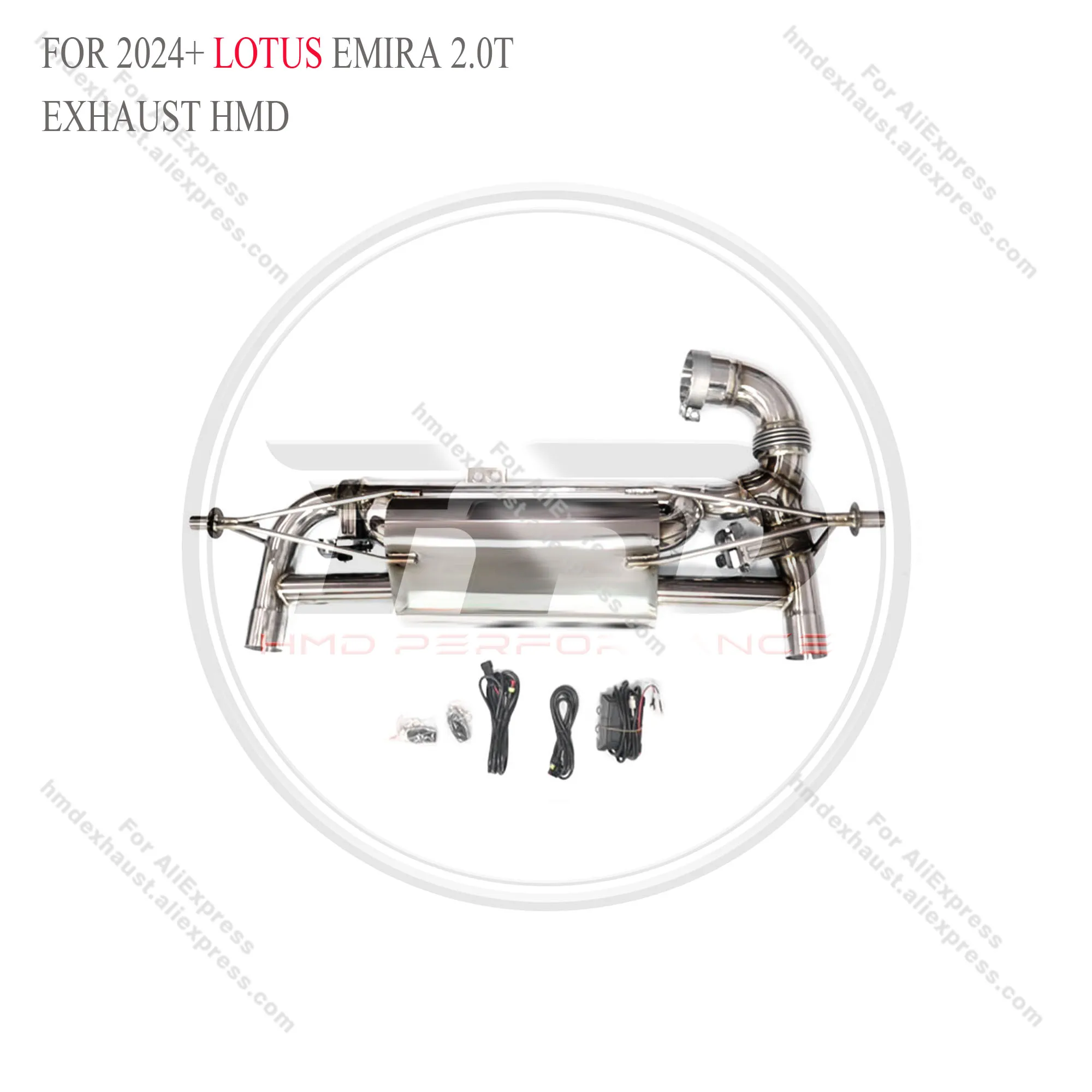 

Stainless steel catback for 2024+ Lotus Emira 2.0T with valve HMD Exhaust System Performance Quality certification