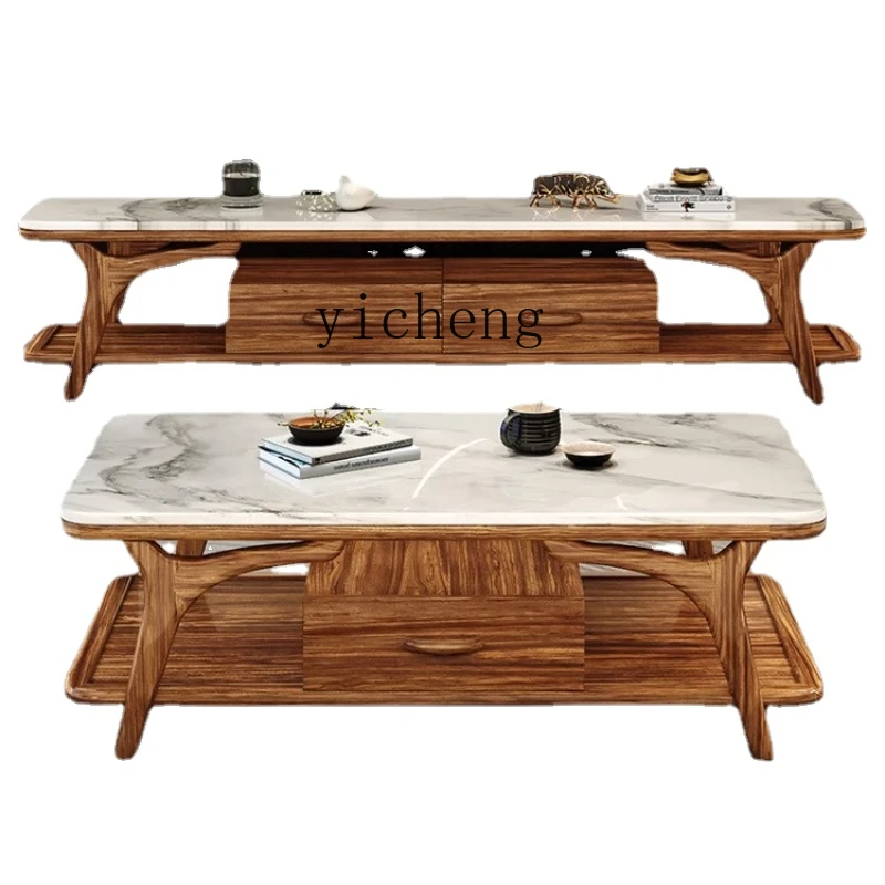 

Xl New Chinese Style Ugyen Wood Marble Coffee Table Living Room Large Rectangular Solid Wood Tea Table