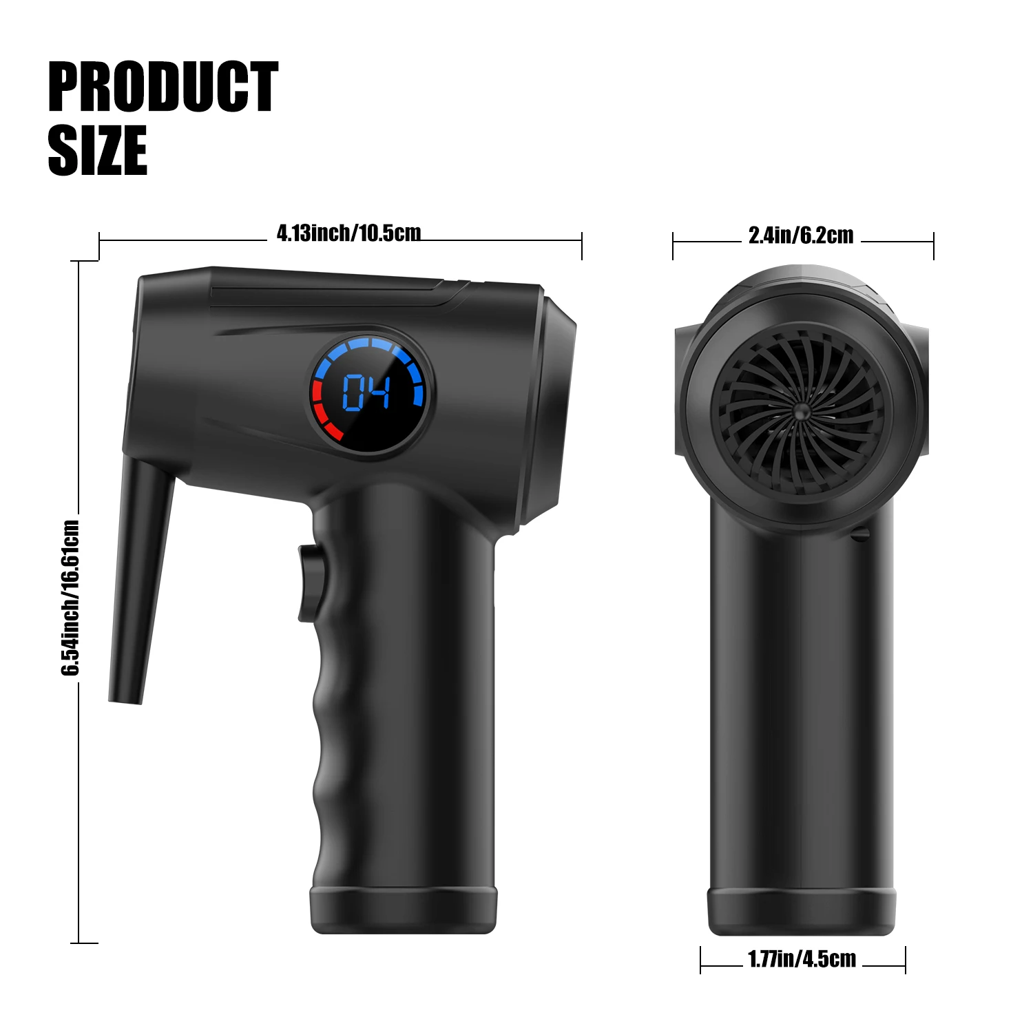 مسدس رش ضغط الهواء الكهربائي اللاسلكي متعدد الوظائف مع شاشة عرض كبيرة 4 سرعات لإزالة الغبار وضخ الهواء #5