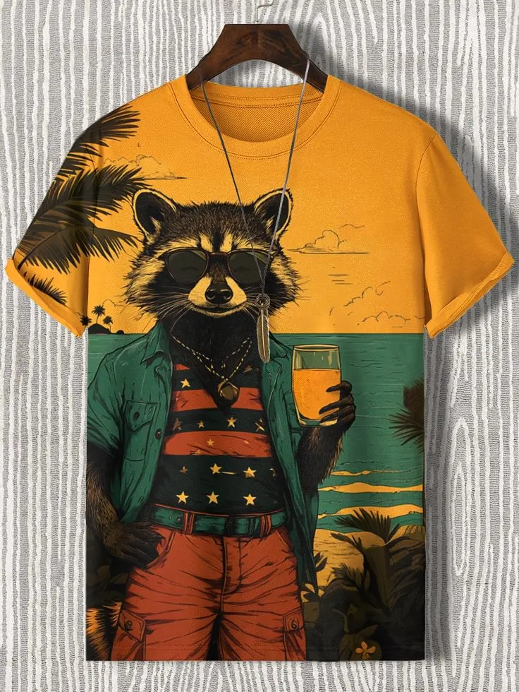 2025 Men's T-Shirts Cute Raccoon Eating Ramen Japanese Art 3D Print tshirt Men/Women Short Sleeve O-Neck Tee Casual Y2k Kid Tops