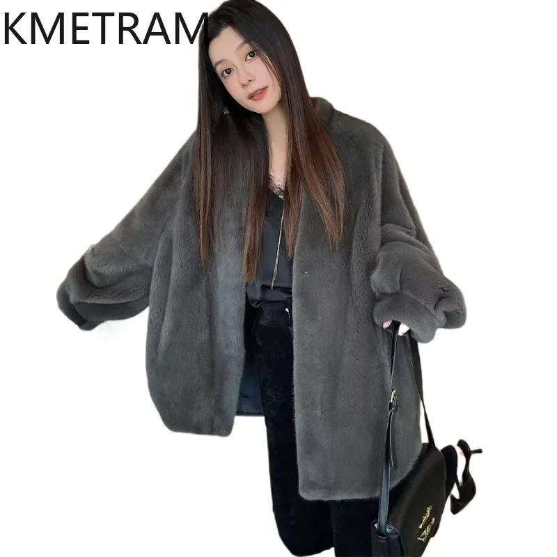 Real Denmark Mink Fur Coat Women Luxury Mid Length Fur Jacket Winter 2024 New in Outerwears Fashion Womans Clothing V-neck шуба