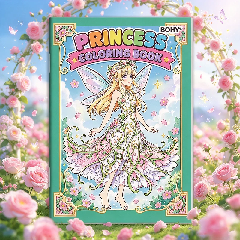 1 Princess Coloring Book Include Theme Drafts As Magic Academy Girls/forest Elves 32 Pages, Birthday Party Handicraft Activities