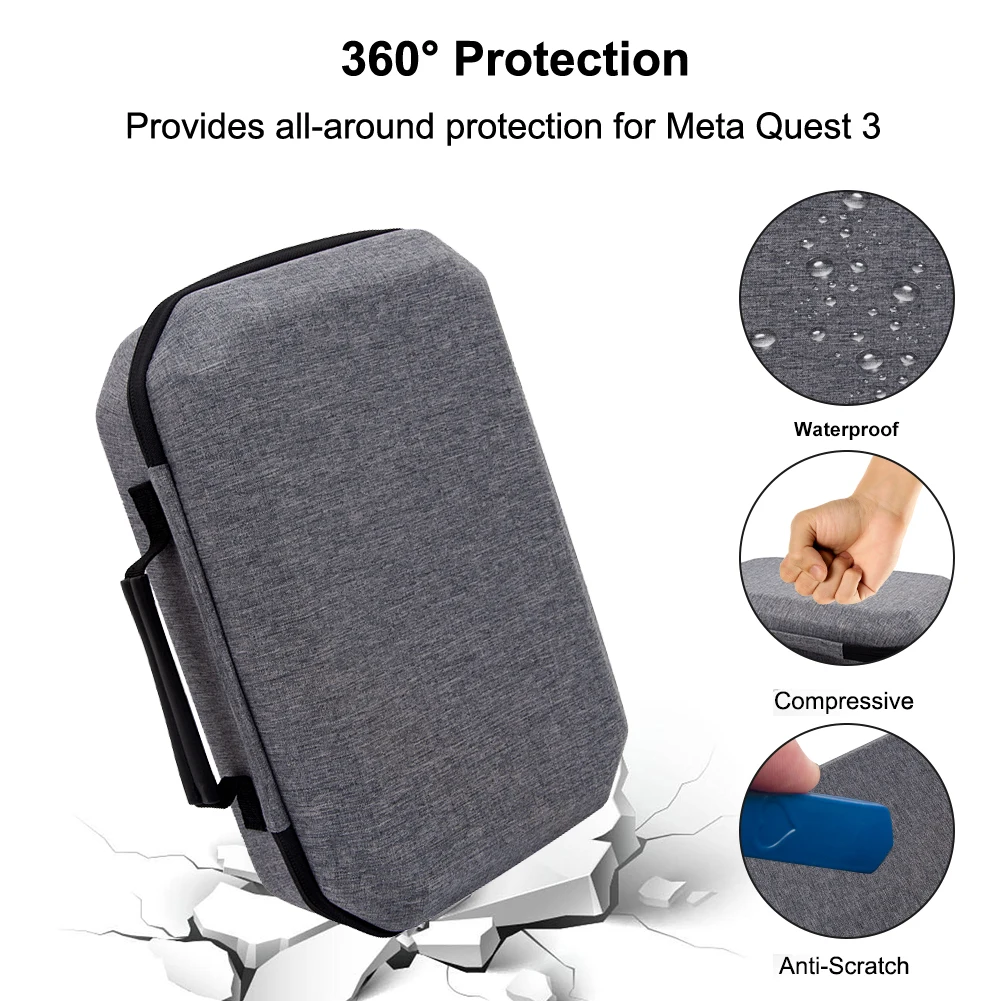 Portable Carrying Case For Meta Quest 3 Travel Case VR Larger Capacity Storage Bag For Quest 3 Protective EVA Bag VR Accessories