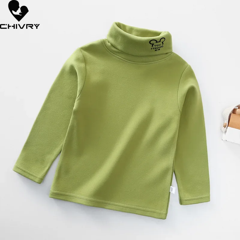 Kids T-Shirts New 2024 Spring Autumn Boys Girls Kids Fashion Solid T Shirt Tops Children Turtleneck Long Sleeve Casual T-shirts