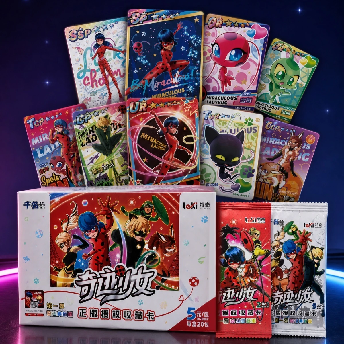 Official Miraculous Ladybug Collectible Cards Treasure Edition Wave 1 TCG Booster Box Ladybug Cat Noir Trading Card Mystery Pack