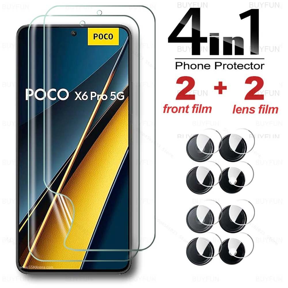 4in1 Hydrogel Film For Xiaomi Poco X6 Pro Case Screen Protector On For Poco F6 Pro Little Poxo F6Pro X6Pro 5G Camera Glass Cover