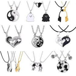 I Love You Best Friends Couple Necklace Jewelry Puzzle BFF Key Lock Tai Chi Heart Pendants Necklaces For Women Men Gift Collier