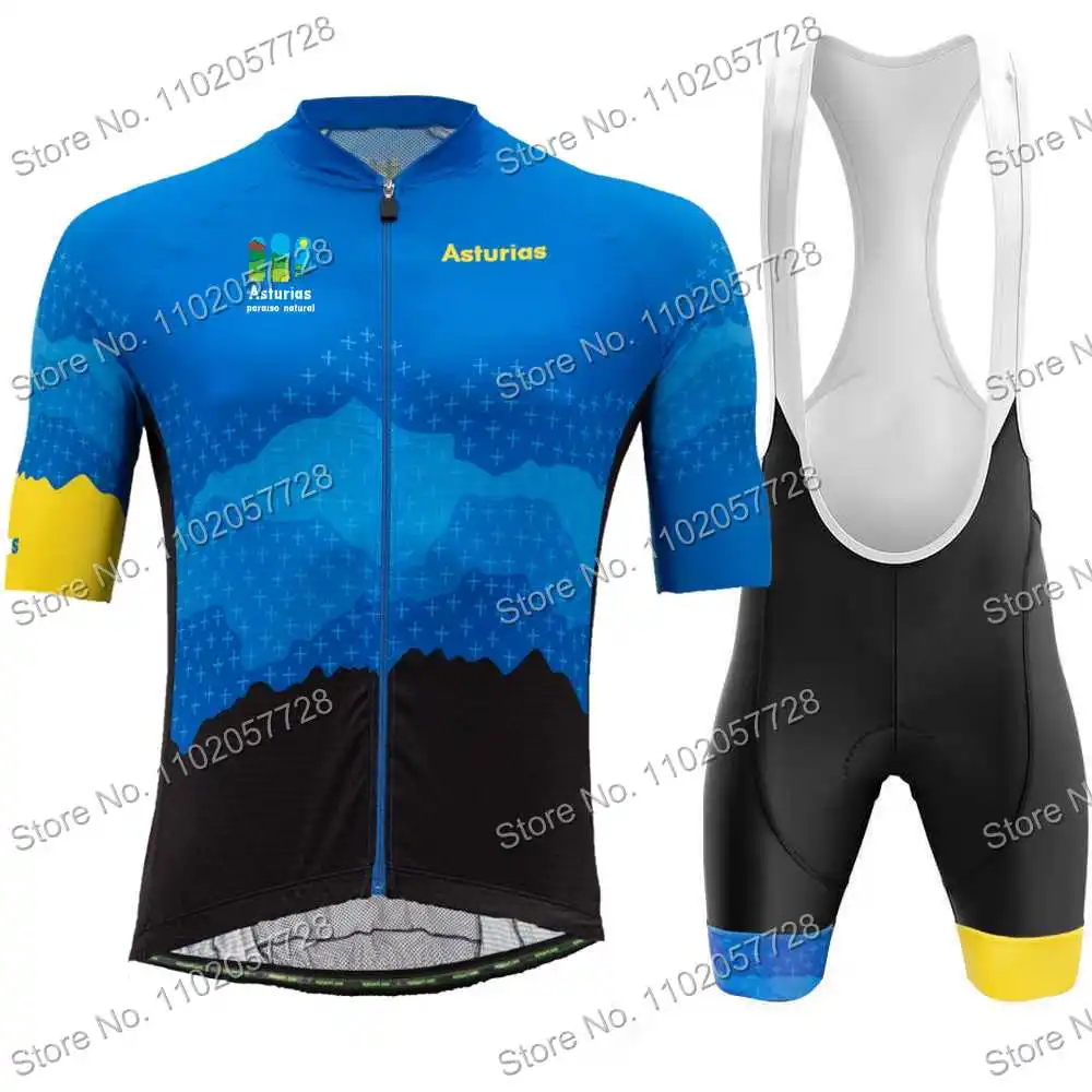 ASTURIAS Flag Cycling Jersey Set Spain Cycling Clothing Men Road Bike Shirt Suit Bicycle Bib Shorts Maillot Ciclismo Ropa