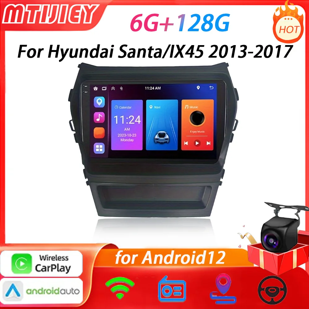 MTIJIEY Android12 Car Radio Carplay For Hyundai Santa/IX45 2013-2017 Android Navigation Multimedia Stereo Player WIFI 2din DVD