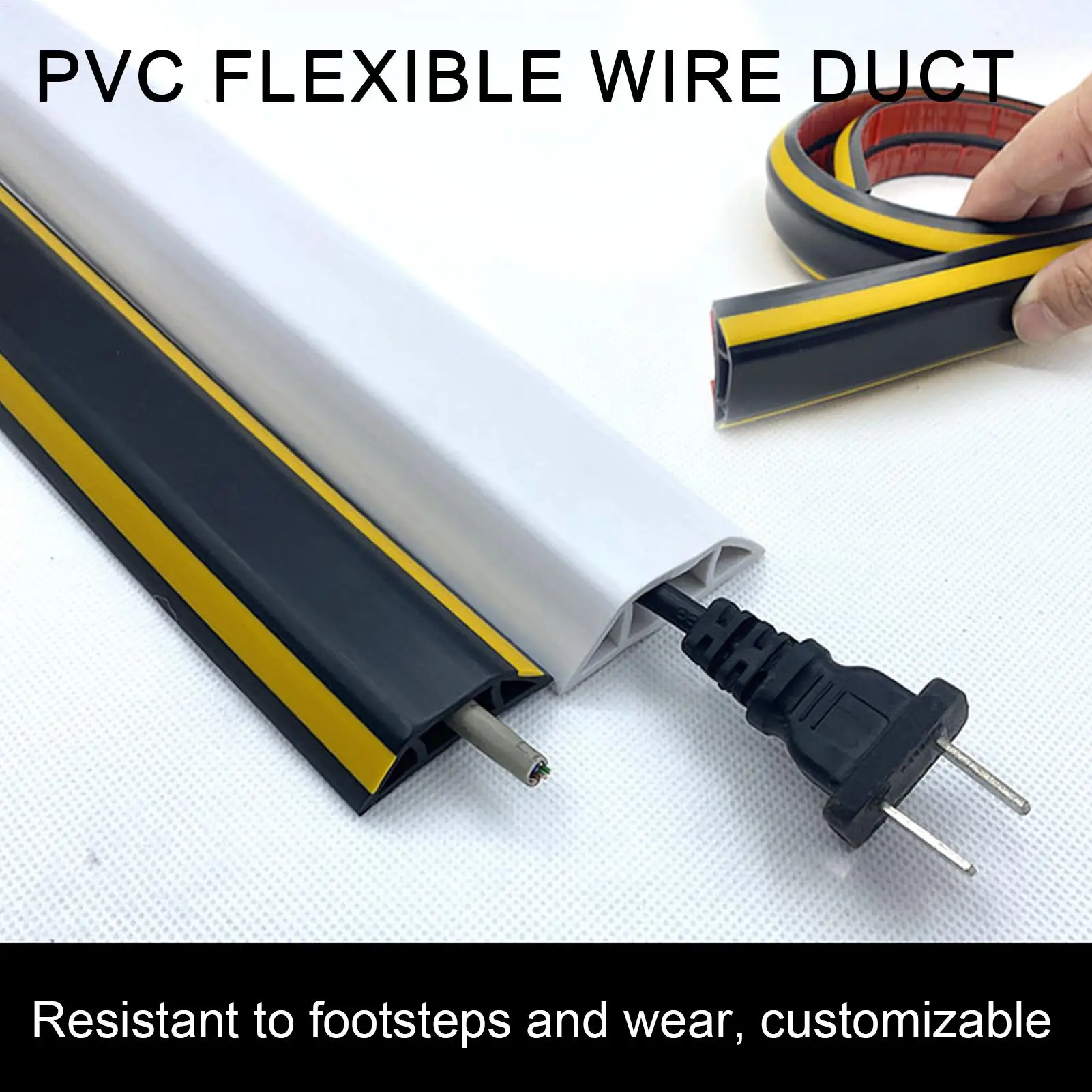 

1Pcs 1M Floor Cable Cover PVC Cord Protector Hider Power Cable Sleeves Extension Wall Electric Wire Duct Slot Cable Manage