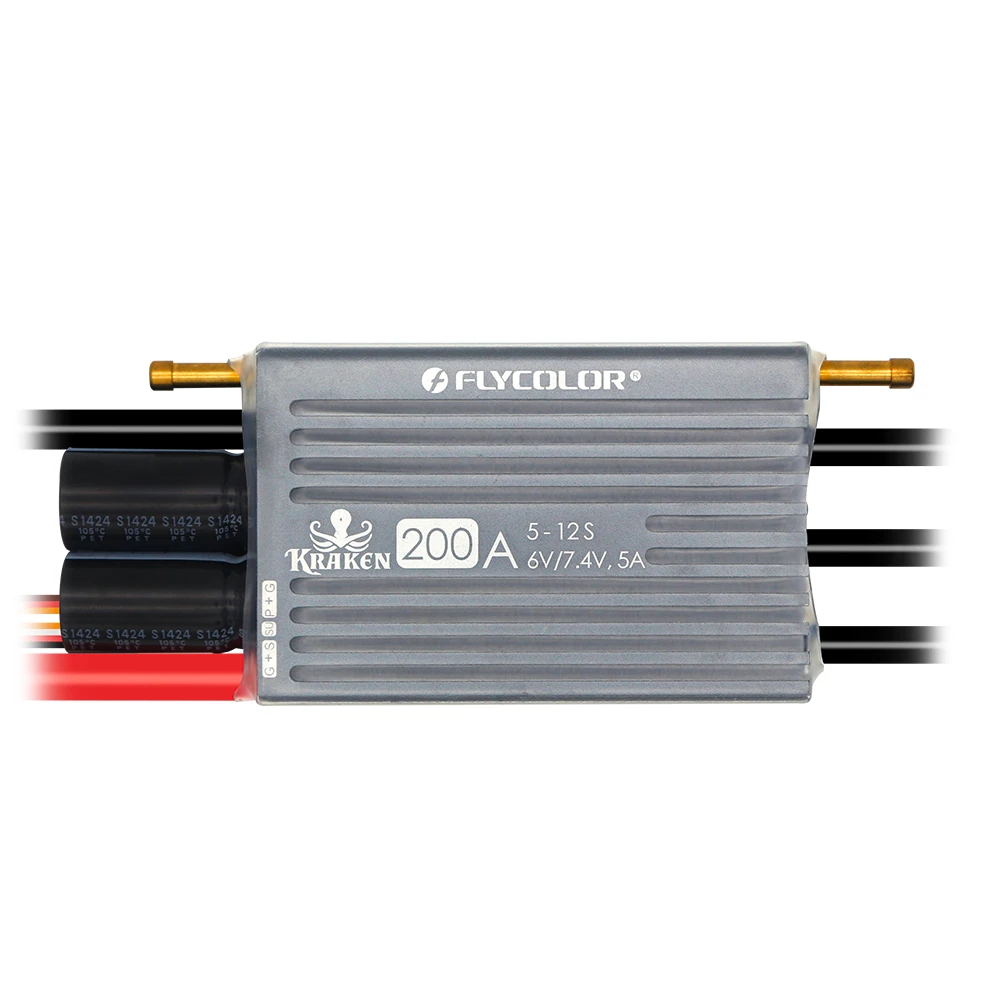 Flycolor KRAKEN-Controlador de Velocidade ESC sem Escova para Barcos RC, 5-12S, 120A, 160A, 200A, 6V, 7.4V, 5A BEC