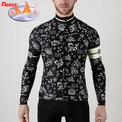 NEW Tattoo Winter Fleece Cycling Jersey Long Sleeve Black Bike Clothing Wear Thin