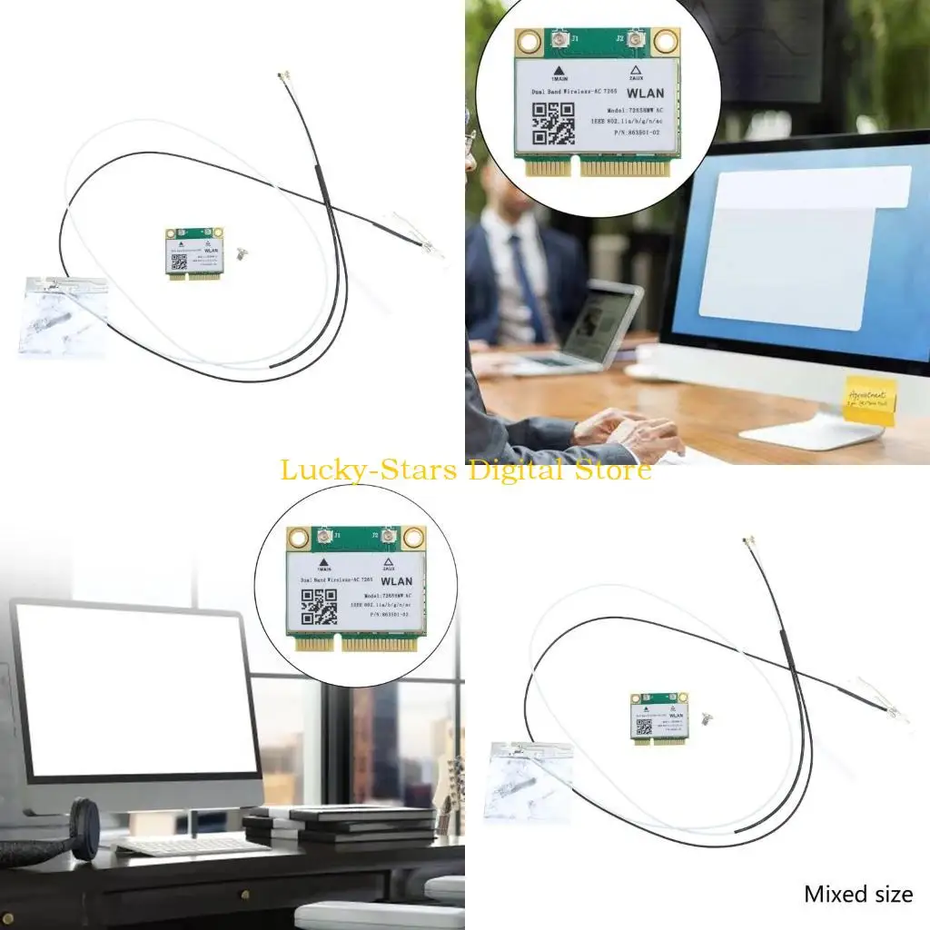 

T3EE Dual Band 2.4G/5Ghz AC7265 Wireless MINI PCI-E WIFI Card Bluetooth-compatible