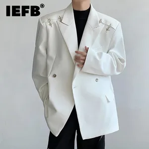 IEFB Autumn Winter Men's Blazer Korean Style New Fashion Metal Aircraft Buckle Shoulder Pad Suit Two-button Design Male 9C6967