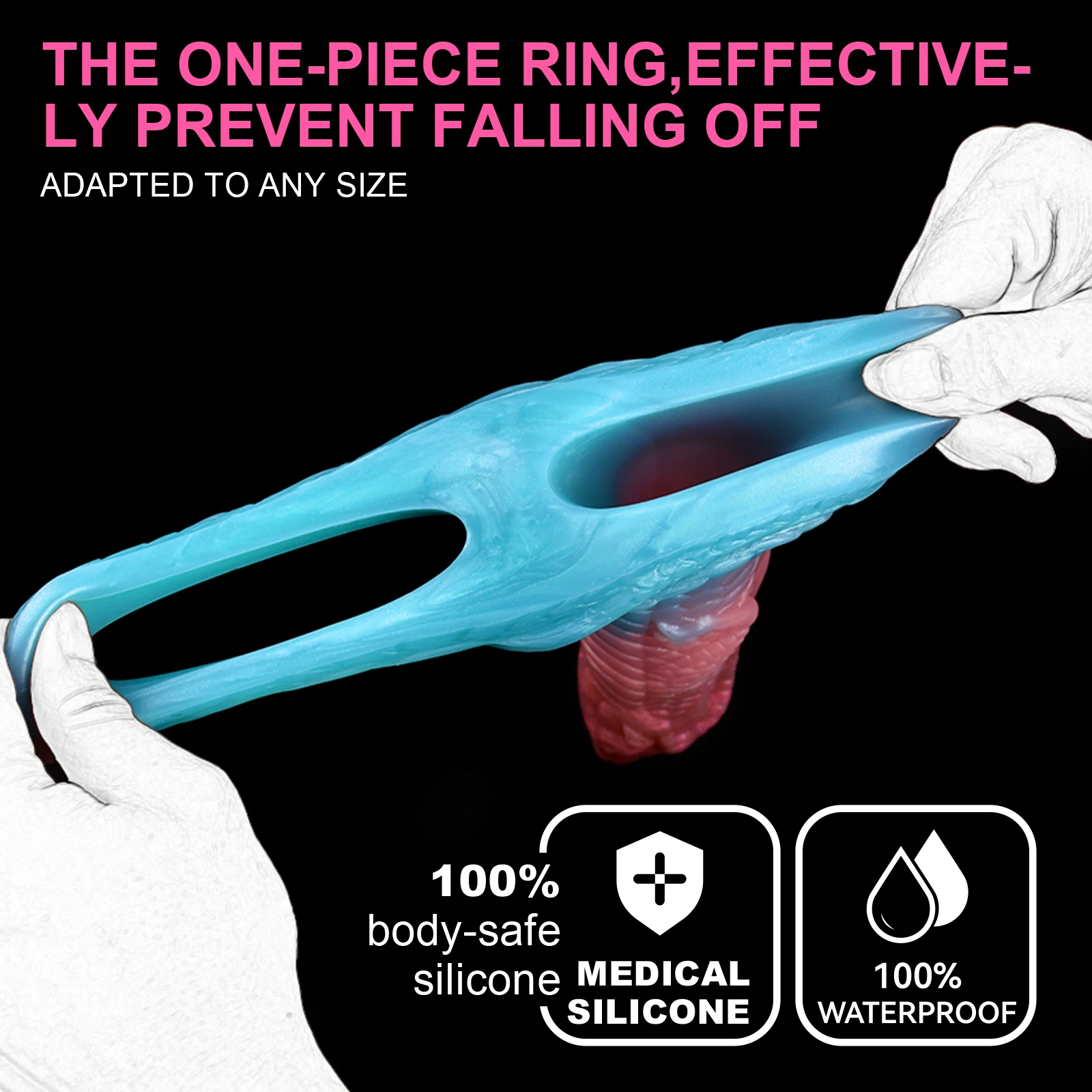 Penis Rings Sleeve Reusable Penis Sleeve Cock Ring Extender Delay Ejaculation Soft Silicone Dragon NNSX-HX5138 image 3