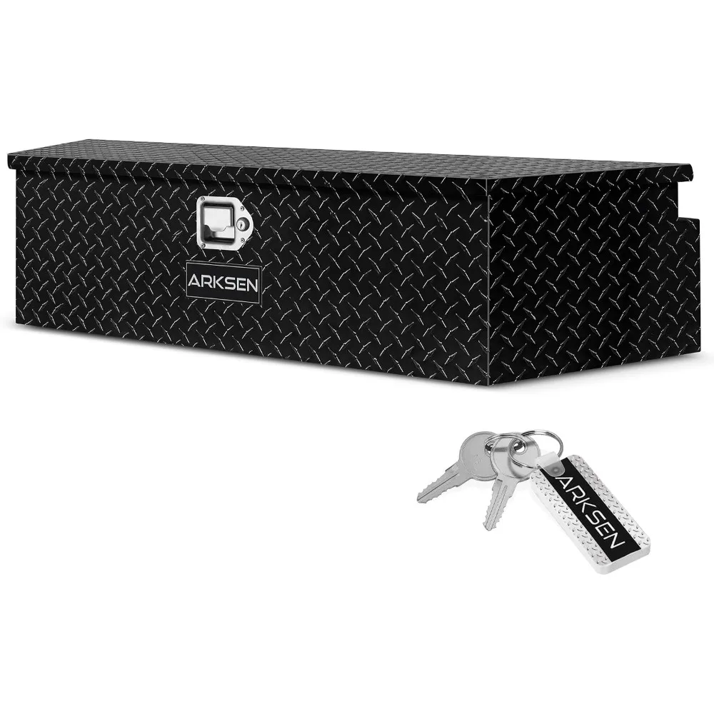 49 Trailer Tongue Box Heavy Duty Diamond Plate Tool Chest Black