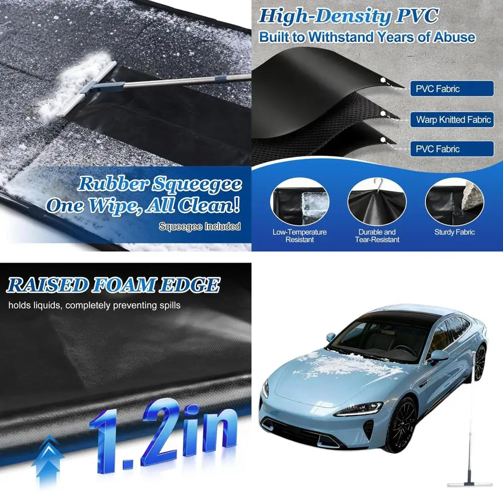 

7'9x18' Heavy-Duty PVC Garage Floor Mat with Rubber Wiper Edge - Non-Slip, Waterproof Protection for Cars, SUVs, and Trucks