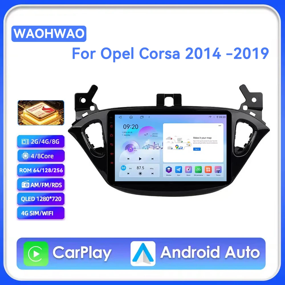 

Android 15 Carplay Auto For Opel Corsa 2015 - 2019 or Adam 2013 -2016 Car Radio Navigation GPS Multimedia Player WiFi+4G Stereo