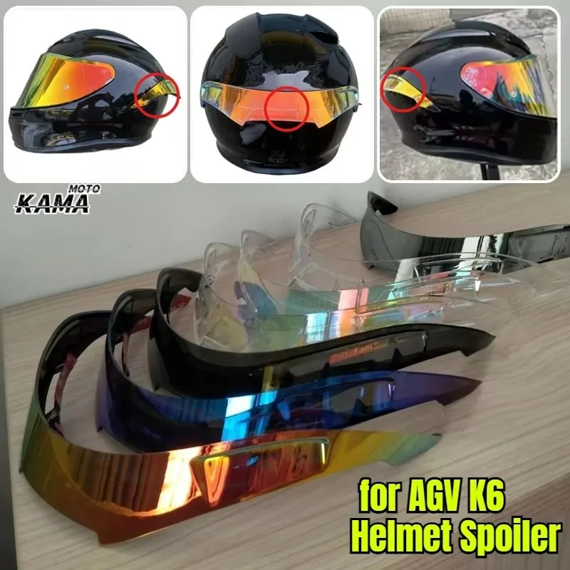 Motorcycle Helmet Big Tail Spoiler Adapted for AGV K6 Helmet Colorful Tail Helmet Accessories  Modified Adhesive Spoiler