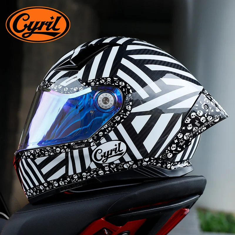 

High Quality Cyril Surpass Carbon Fiber Material Professional Racing Helmets Motorcycle Fashion Decal Man Woman ECE DOT Helmets