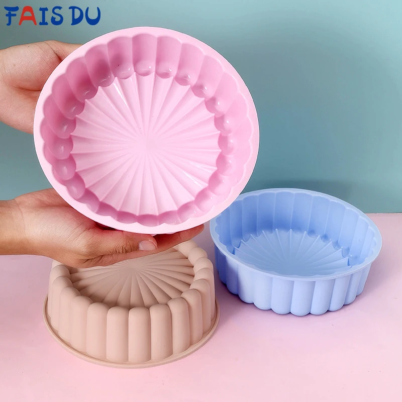 FAISDU Charlotte Round Cake Pan Silicone Cake Mold Bread Toast Pan Tray Mold Pie Flan Bread Pan Strawberry Shortcake Baking Mold