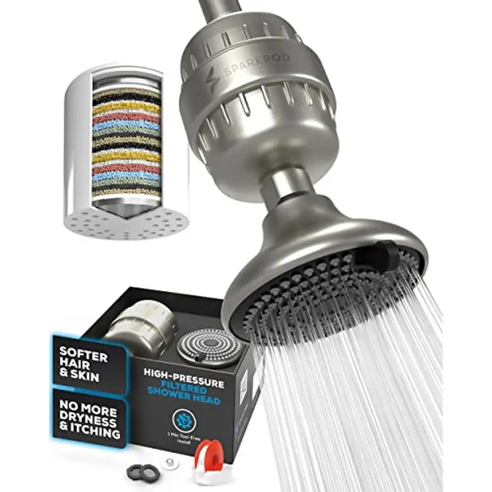 Luxury 23-Stage Filtered Shower Head Set Reduces Chlorine & Heavy Metals 3 Spray Settings Skin & Hair Support Easy Installation