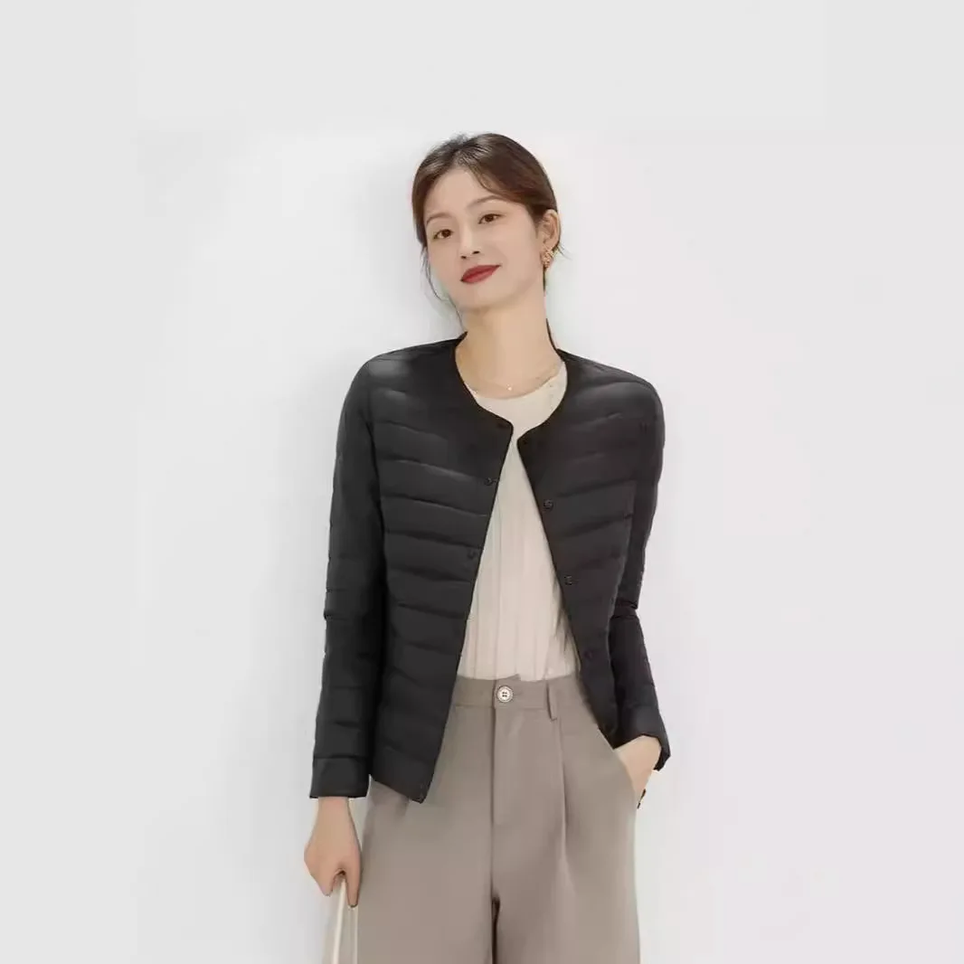 New Women's Thin Inner Liner Cotton Jacket with Single Breasted Jacket Cotton Jacket for Wearing Inside Round Neck Pocket Cott