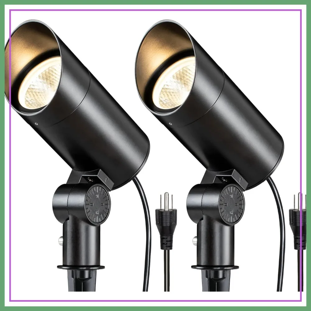 

30W LED Spotlight Outdoor 120V 3000LM Ultra Bright Flag Pole Light with Metal Stake, Warm White Flood Light for Yard Garden, 6 FT Cord, 2 Pack